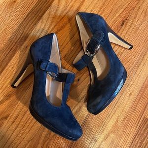 🔹FRANCO SARTO BLUE SUEDE HEELS🔹
